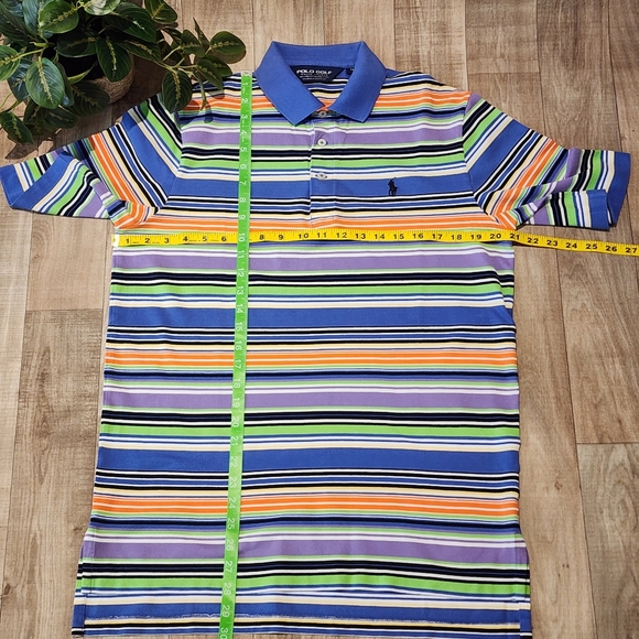 Polo Golf Ralph Lauren Striped Cotton Mesh Polo Shirt Size Medium - Picture 10 of 11